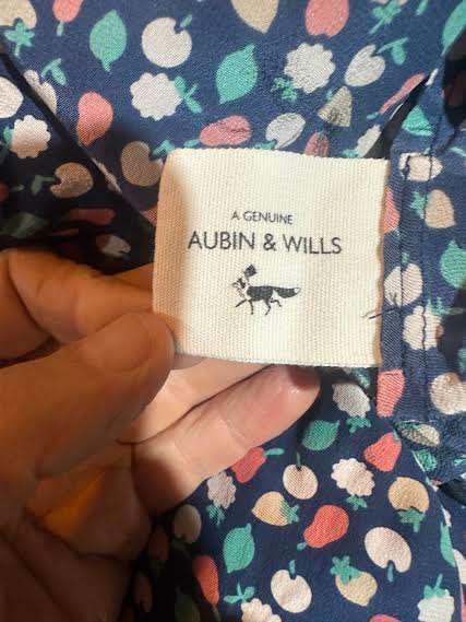 Aubin & Wills Silk Fruit Print Blouse Size 10