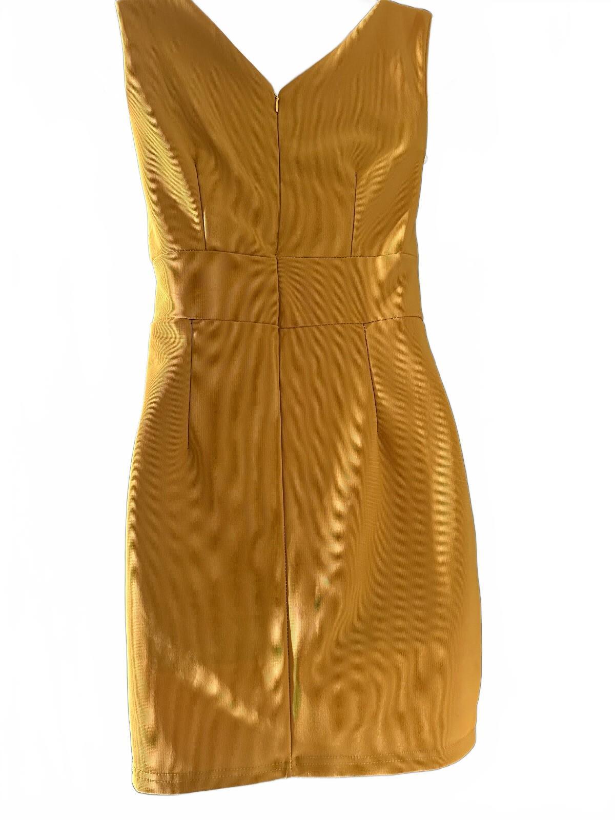 Mustard Sleeveless Knit Sheath Dress S