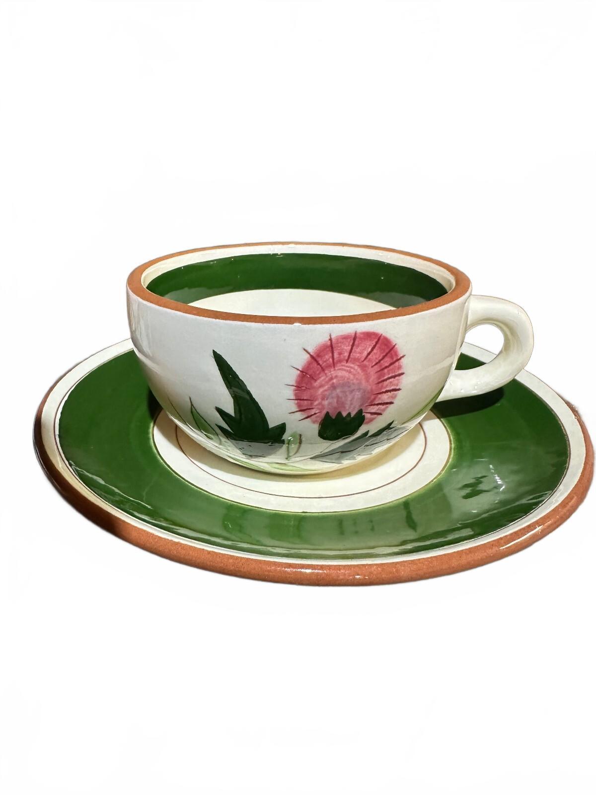 2 Stangl Thistle Cups & Saucers Hand Painted MCM
