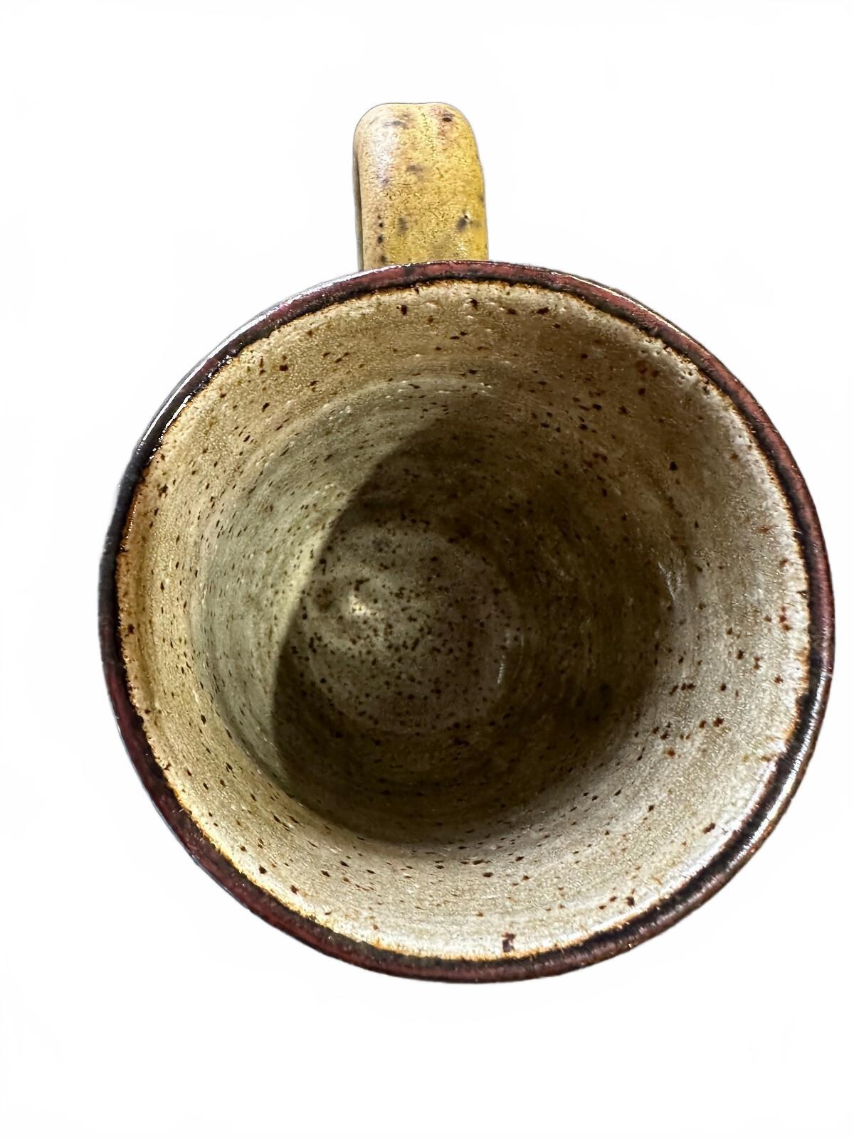 Signed BM Studio Pottery Stoneware Mug Handmade 4"