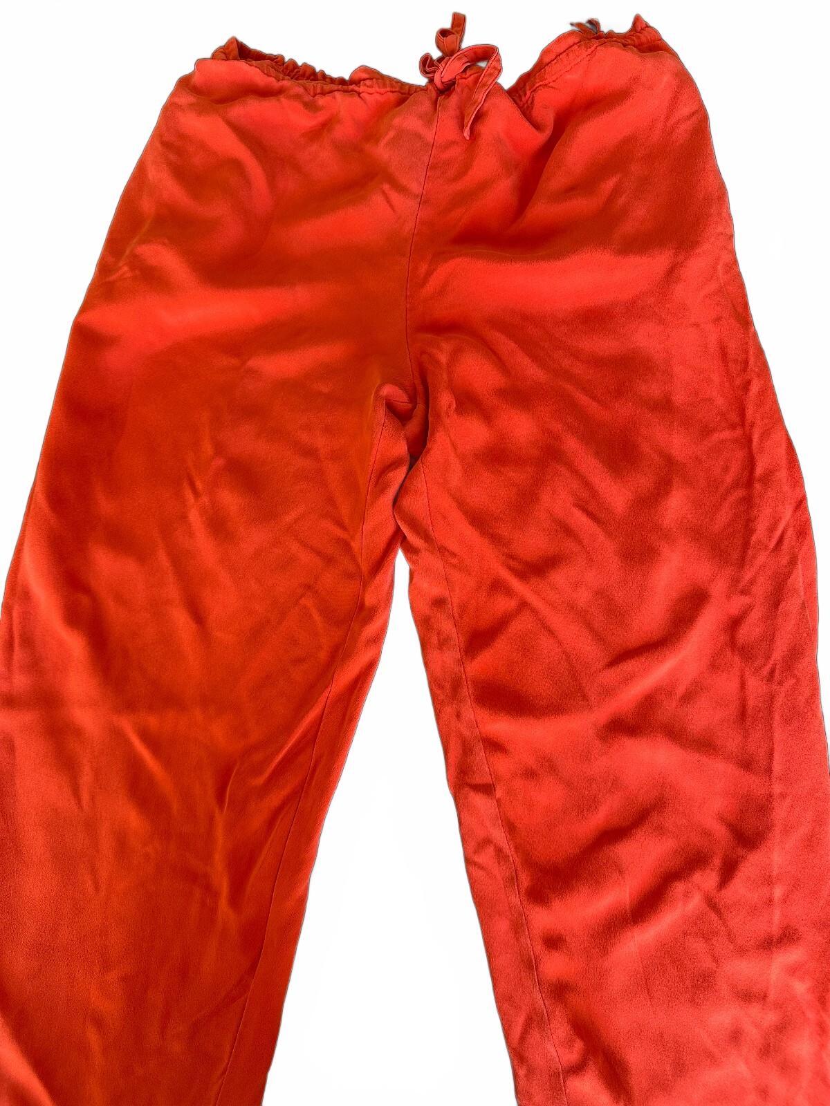 Vintage Ellen Tracy Orange Silk Drawstring Pants