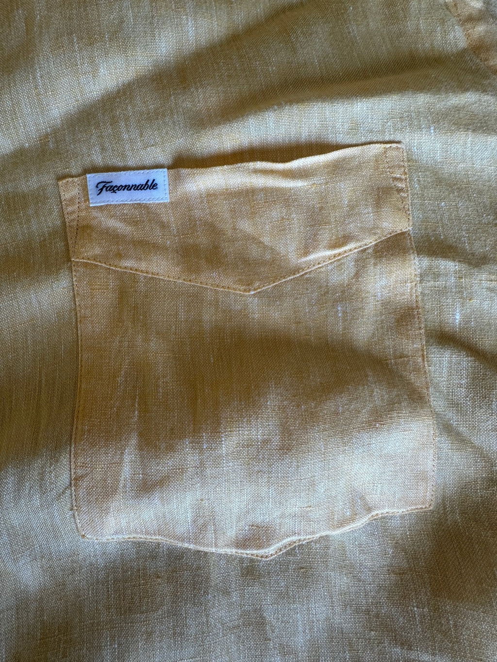 Façonnable 100% Linen Peach Button Shirt M