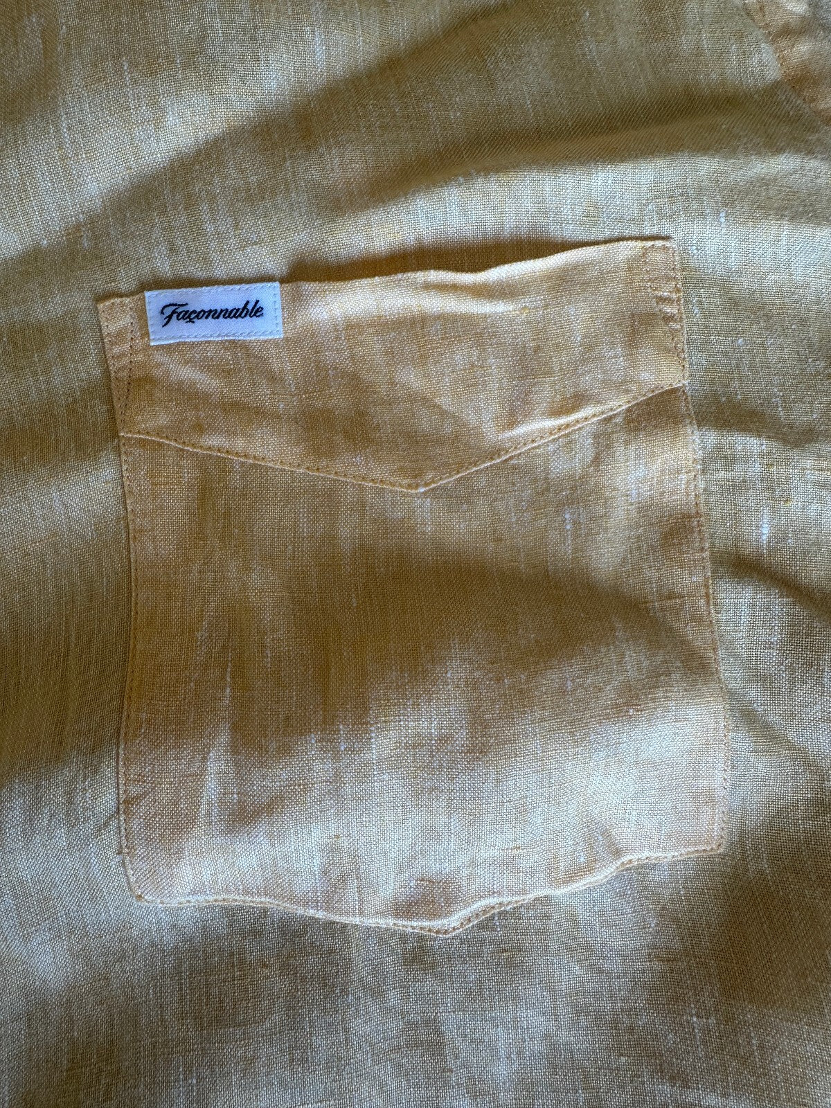 Façonnable 100% Linen Peach Button Shirt M