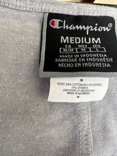 Champion Gray Logo Bodysuit Medium NWT