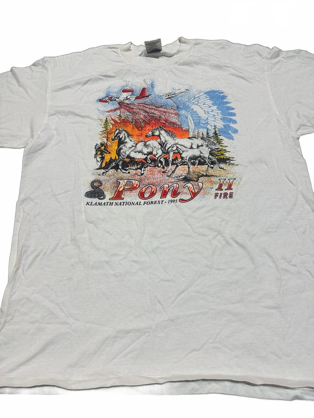 Vintage 1995 Pony II Fire Klamath Forest Oneita XL Tee