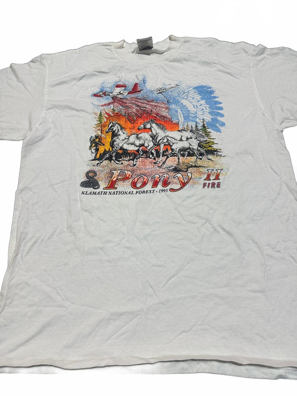 Vintage 1995 Pony II Fire Klamath Forest Oneita XL Tee