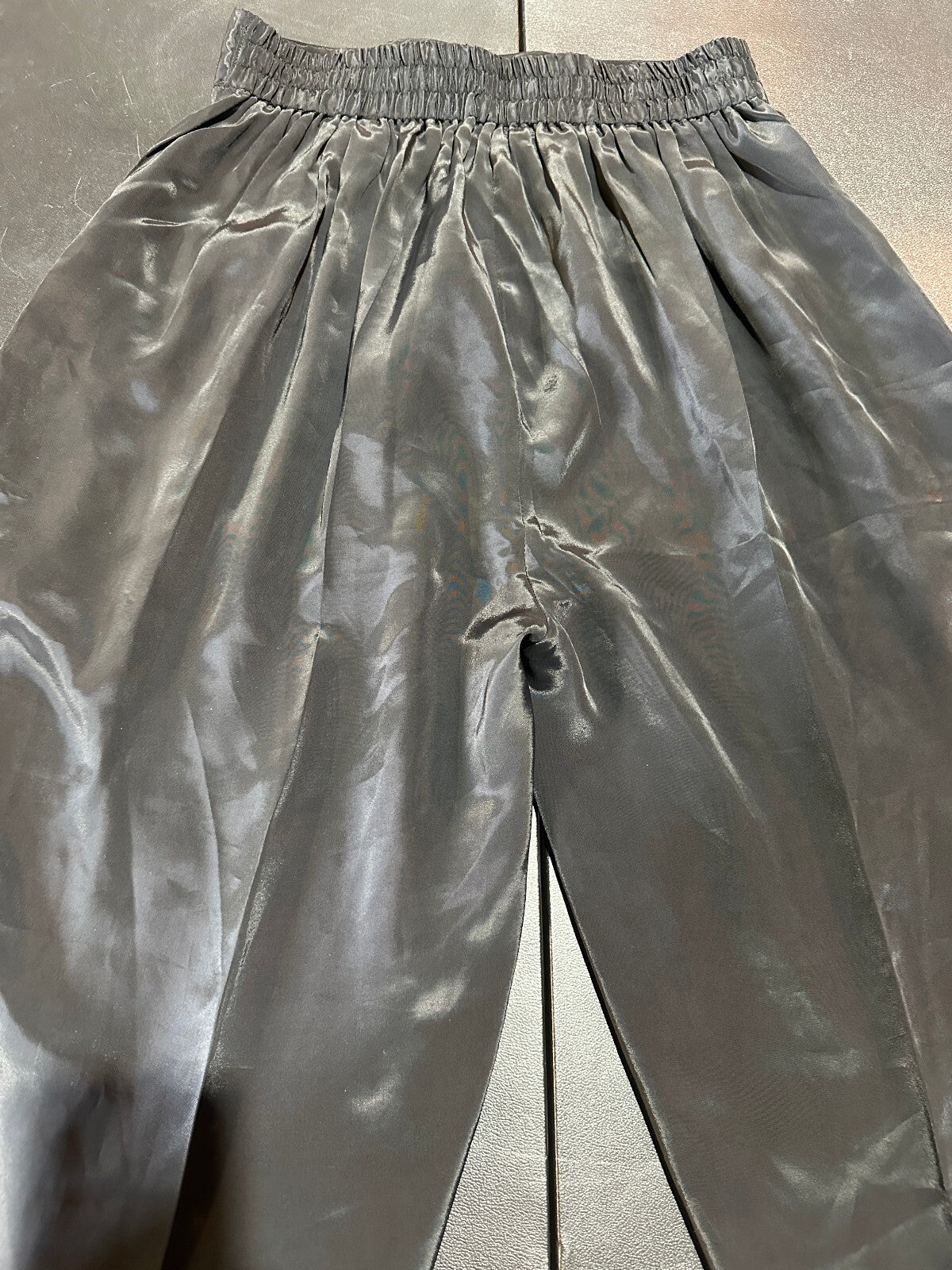 Black Silk Wide Leg Pull-On Pants Women's S