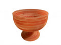 Vintage Orange Threaded Art Glass Footed Candy Dish