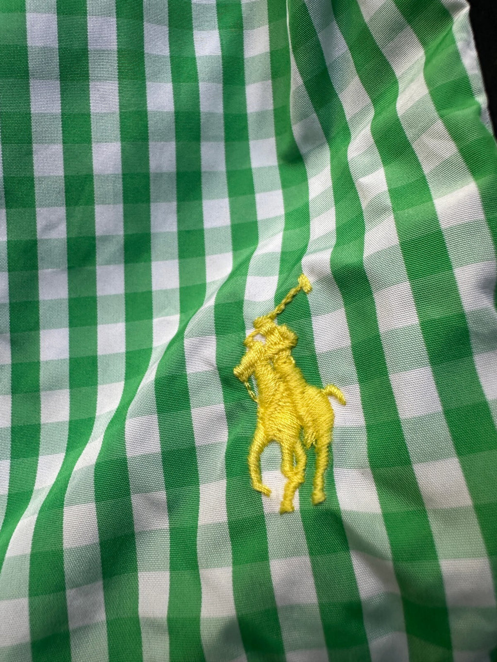 Polo Ralph Lauren Green Gingham Swim Trunks L