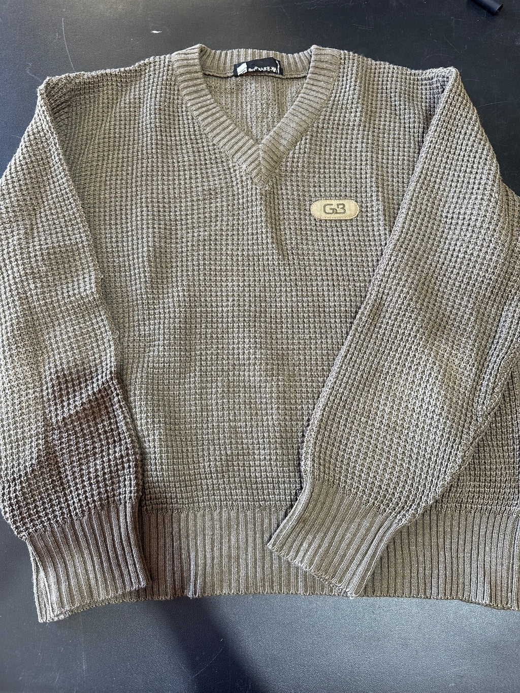 Guy de Berac GB Brown V-Neck Knit Sweater France