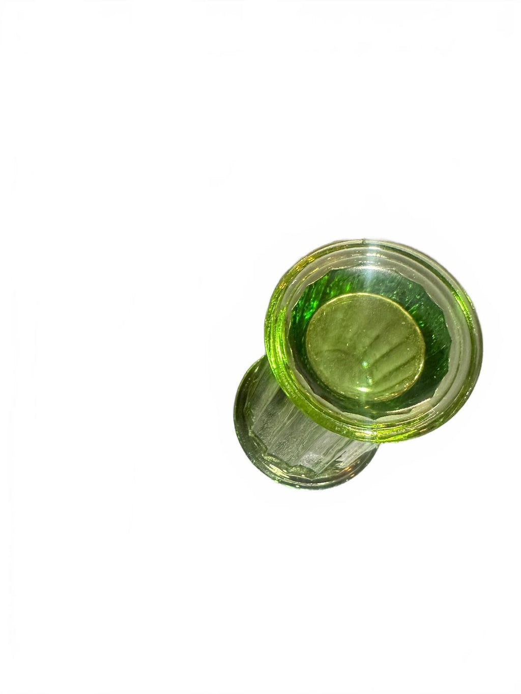 Vintage Green Ribbed Glass Vase 7" Mid Century