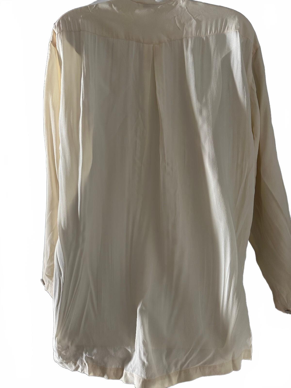Casual Corner Cream 100% Silk Mandarin Blouse