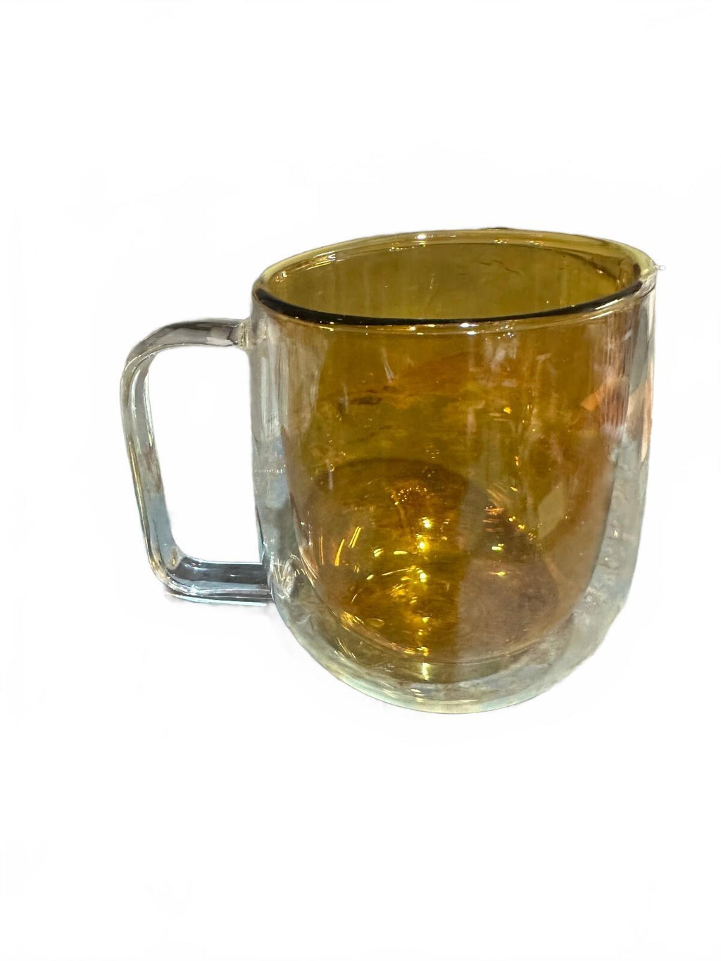 Amber Insert Double Wall Clear Glass Coffee Mug