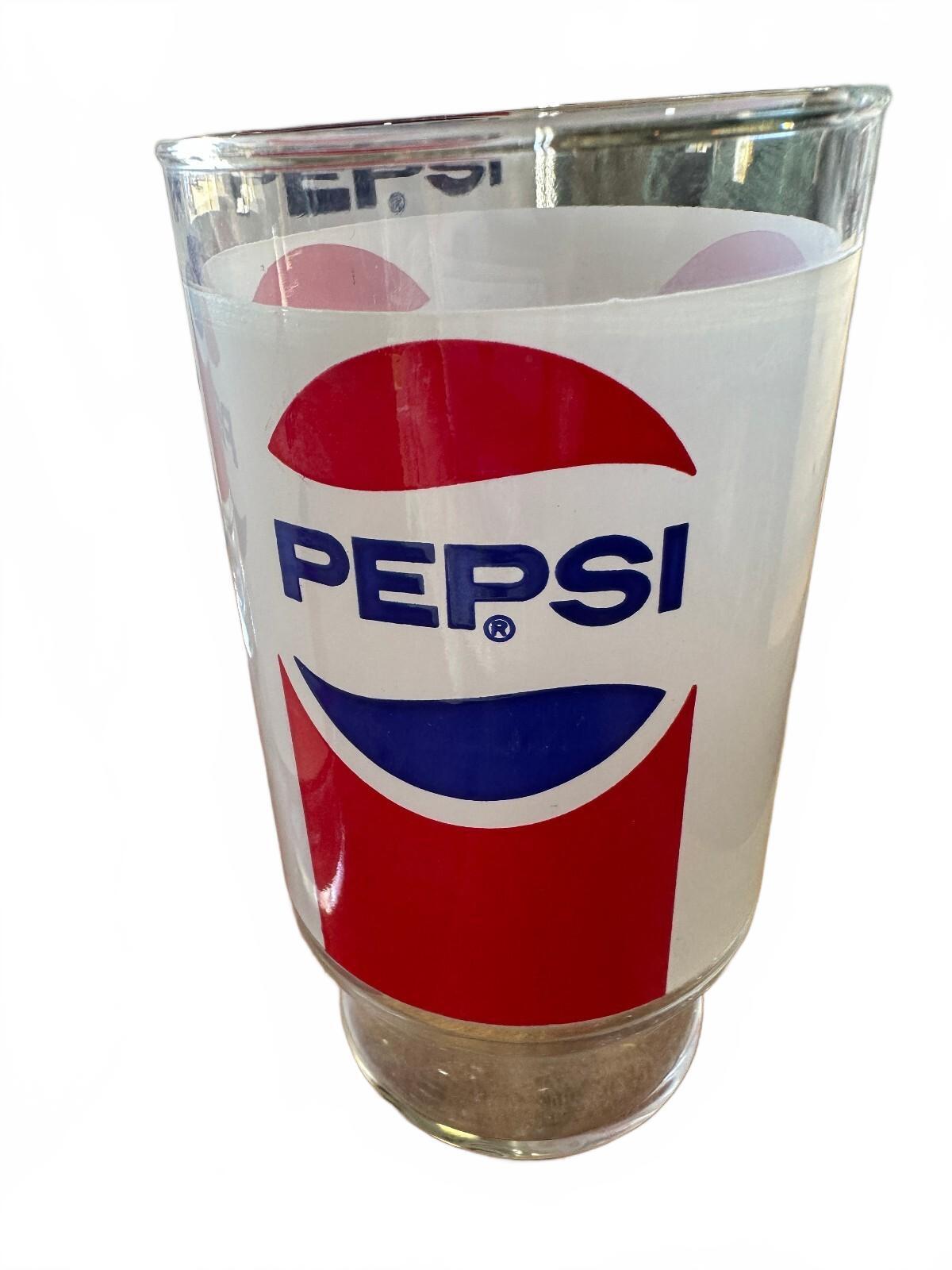 4 Vintage 1970s Pepsi-Cola Red White Blue Glasses