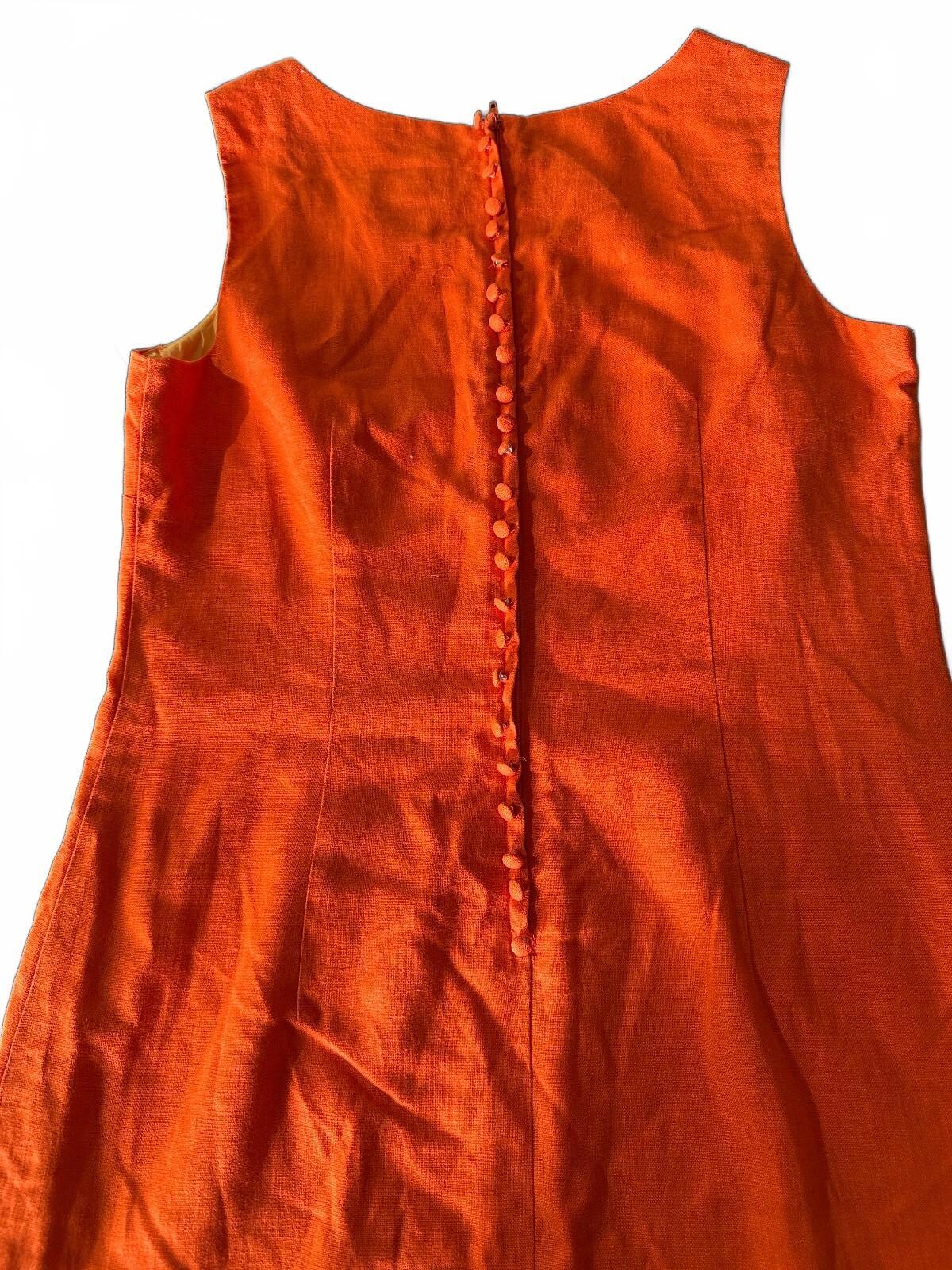 John Roberts Orange Linen Sheath Dress Size 12