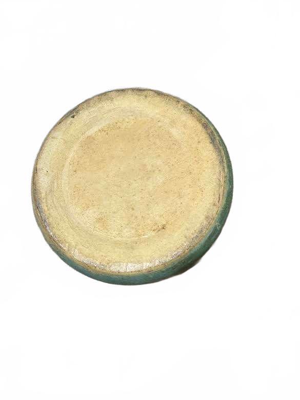 Antique Primitive Green Glazed Stoneware Lidded Canister