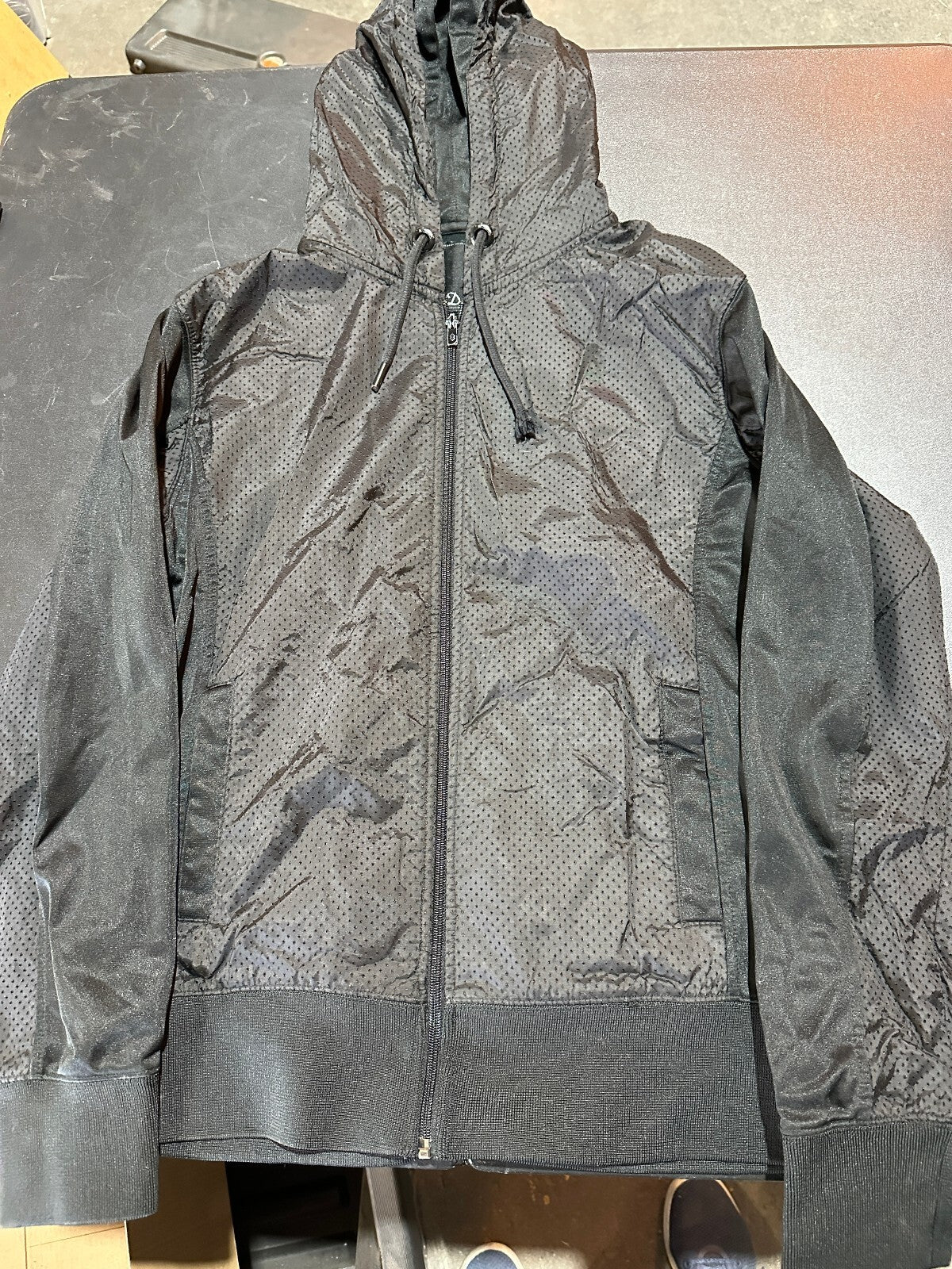 7 Diamonds Black Hooded Zip Jacket Mixed Media