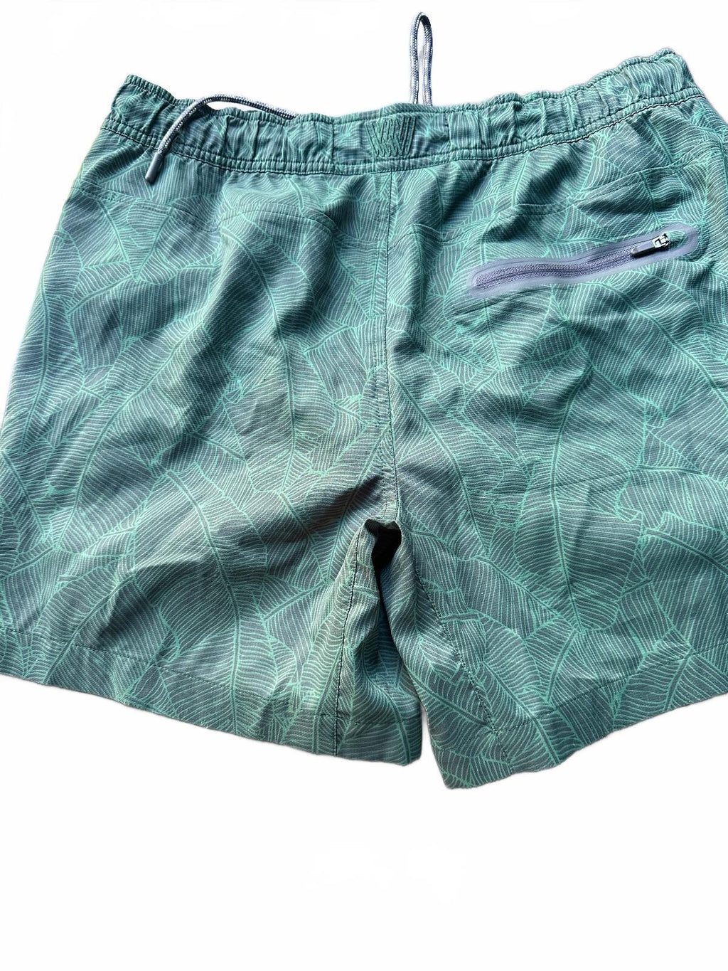 Mack Weldon Leaf Print Swim Trunks Green Medium