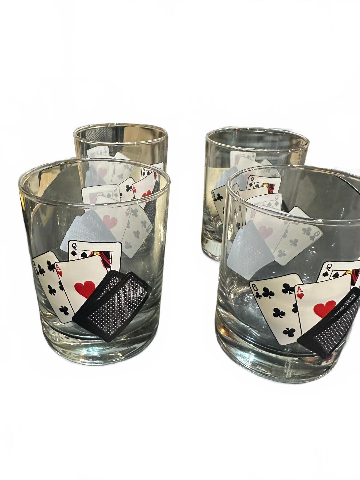 Vintage Poker Playing Card Rocks Glasses Set of 8