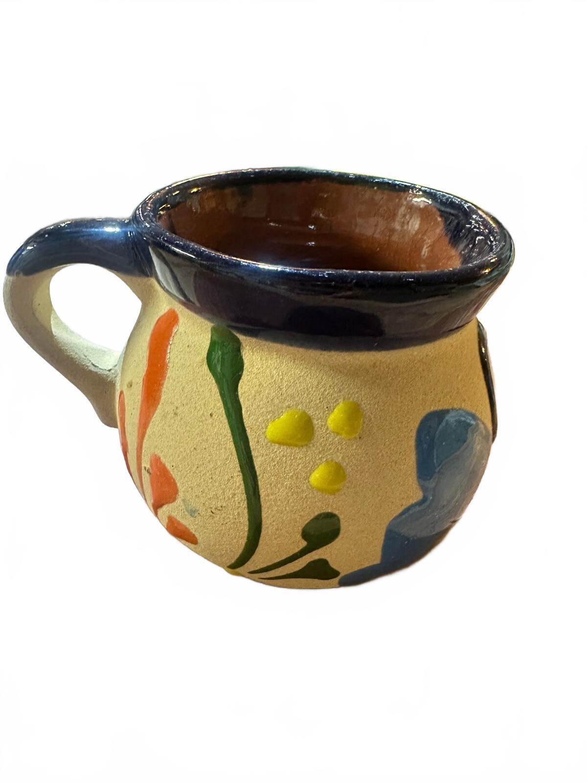 Mexican Hand Painted Pottery Mugs Set of 3