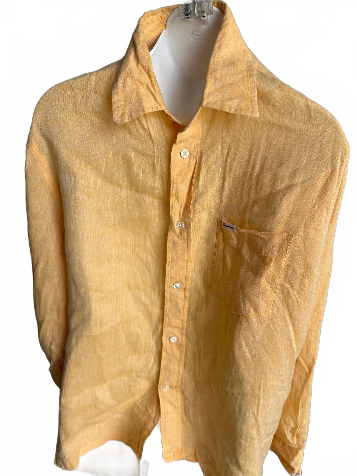 Façonnable 100% Linen Peach Button Shirt M