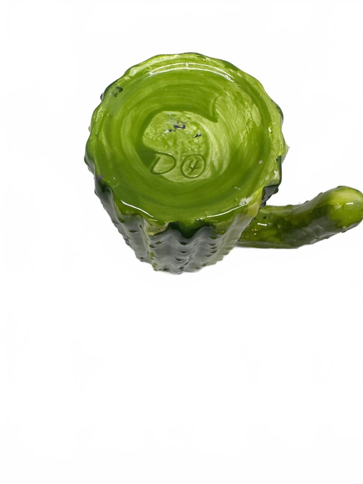 Handmade Green Cactus Studio Pottery Mug 5.5"