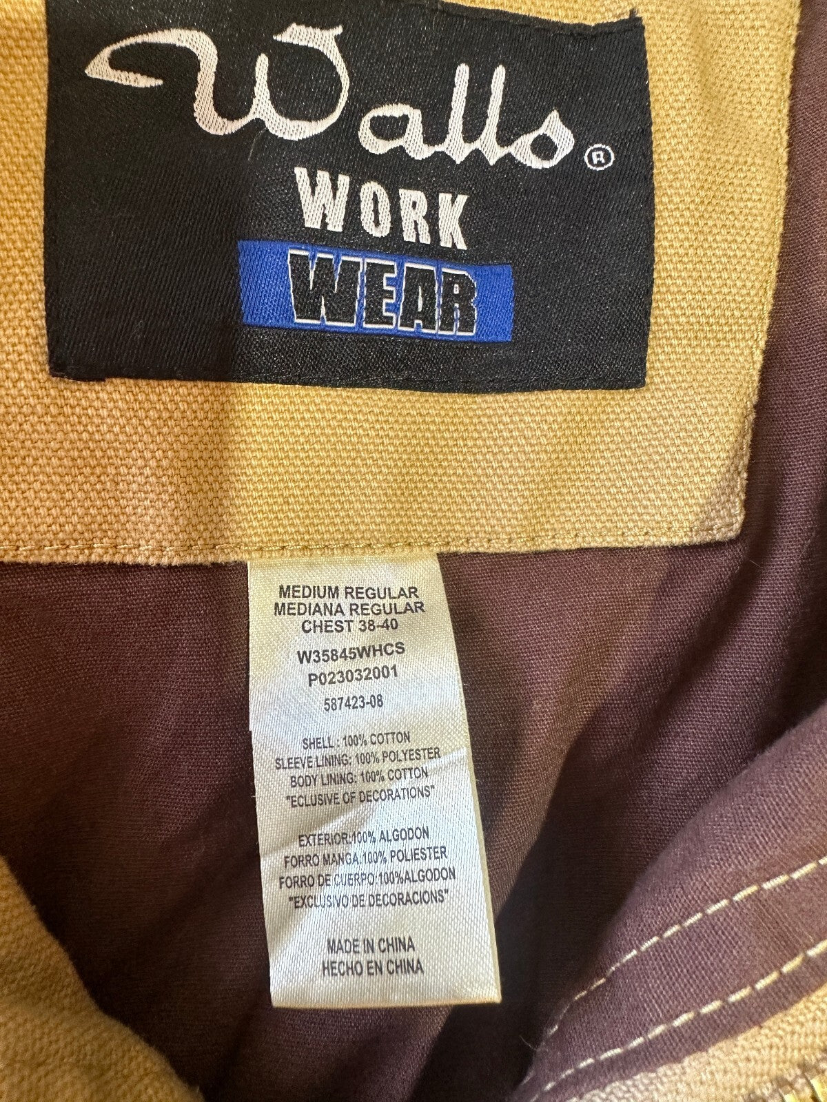 Walls Work Wear Tan Canvas Western Ranch Coat M