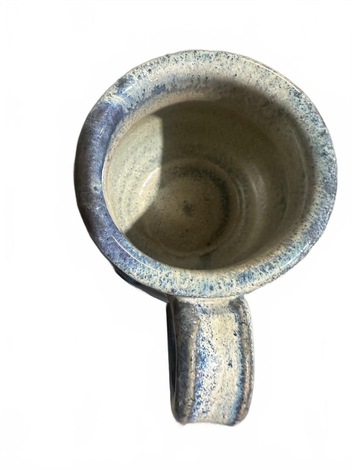 Handmade Blue Cream Studio Pottery Stoneware Mug