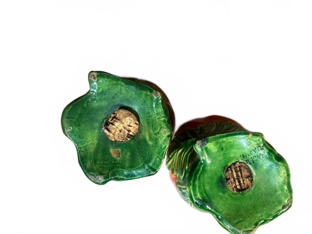 Vintage Japan Red Tomato Salt Pepper Shakers Set of 2