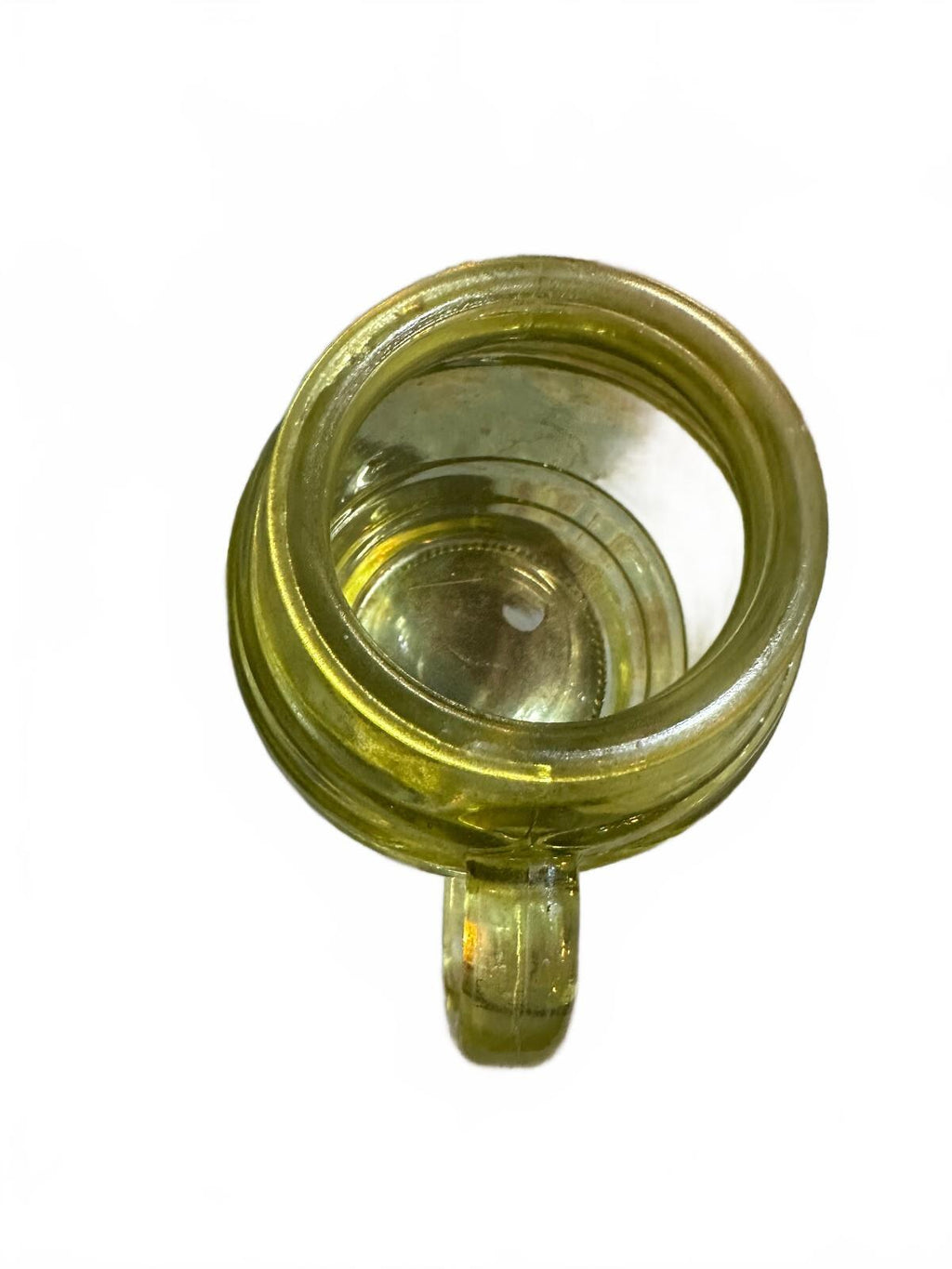 Vintage 1970s Avocado Green Barrel Glass Mug