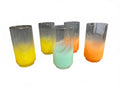 Set of 5 Frosted Ombre Drinking Glasses Yellow Orange Green