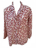 WinterSilks Heart Print Silk Blouse Size S