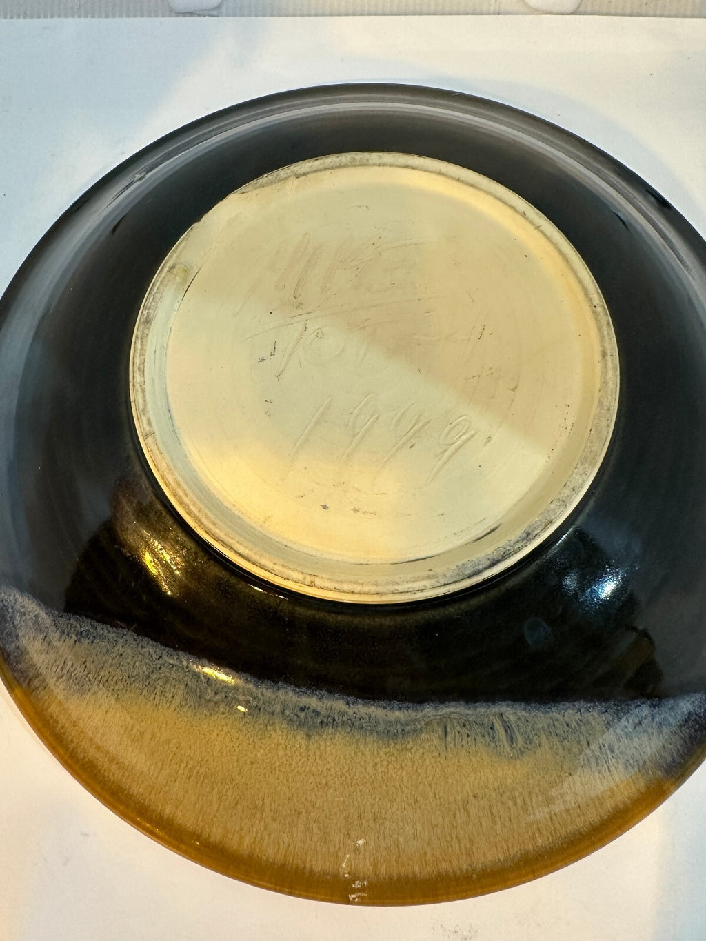 Signed 1999 Studio Pottery Brown Tan Glazed Bowl