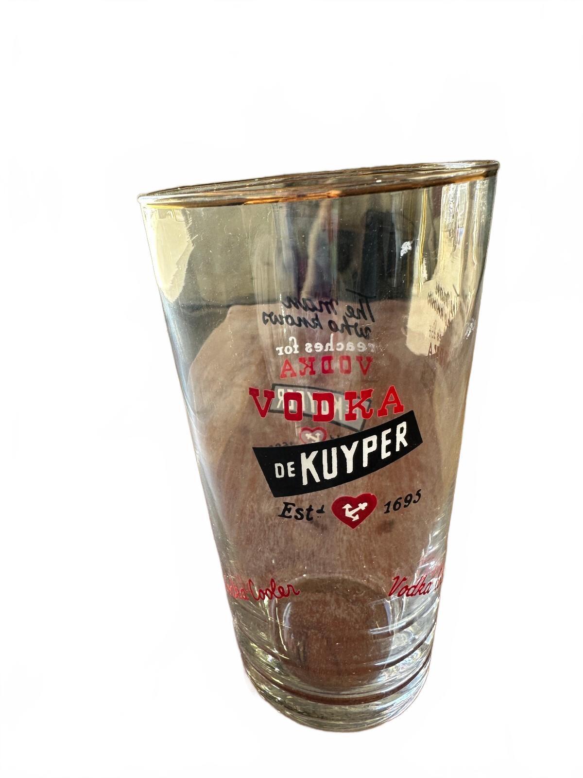 Vintage De Kuyper Vodka Advertising Glass Gold Rim