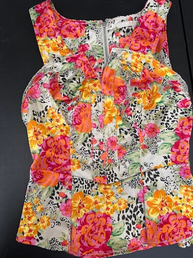 Guess Los Angeles Floral Zip Peplum Top