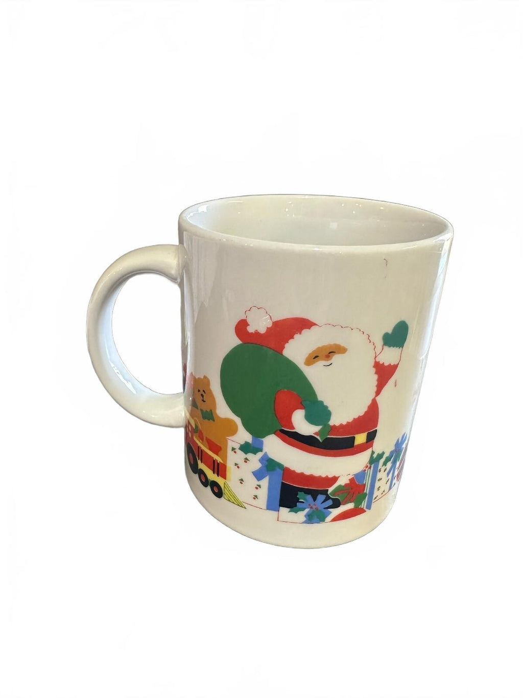 Vintage Santa Christmas Mug Toys Train Presents 3.5"