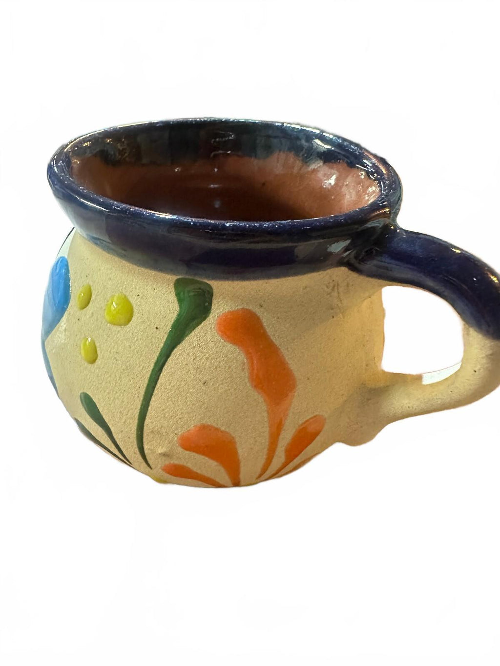 Mexican Hand Painted Pottery Mugs Set of 3