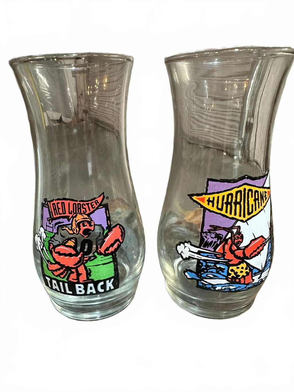 Vintage Red Lobster Hurricane Glasses 7" Set of 2