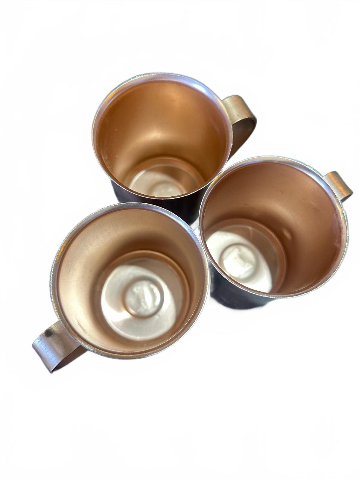 Vintage Bascal Copper Mugs Set of 3 Made in India