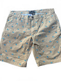 Raw Yarn Sailboat Print Cotton Shorts Men's 34