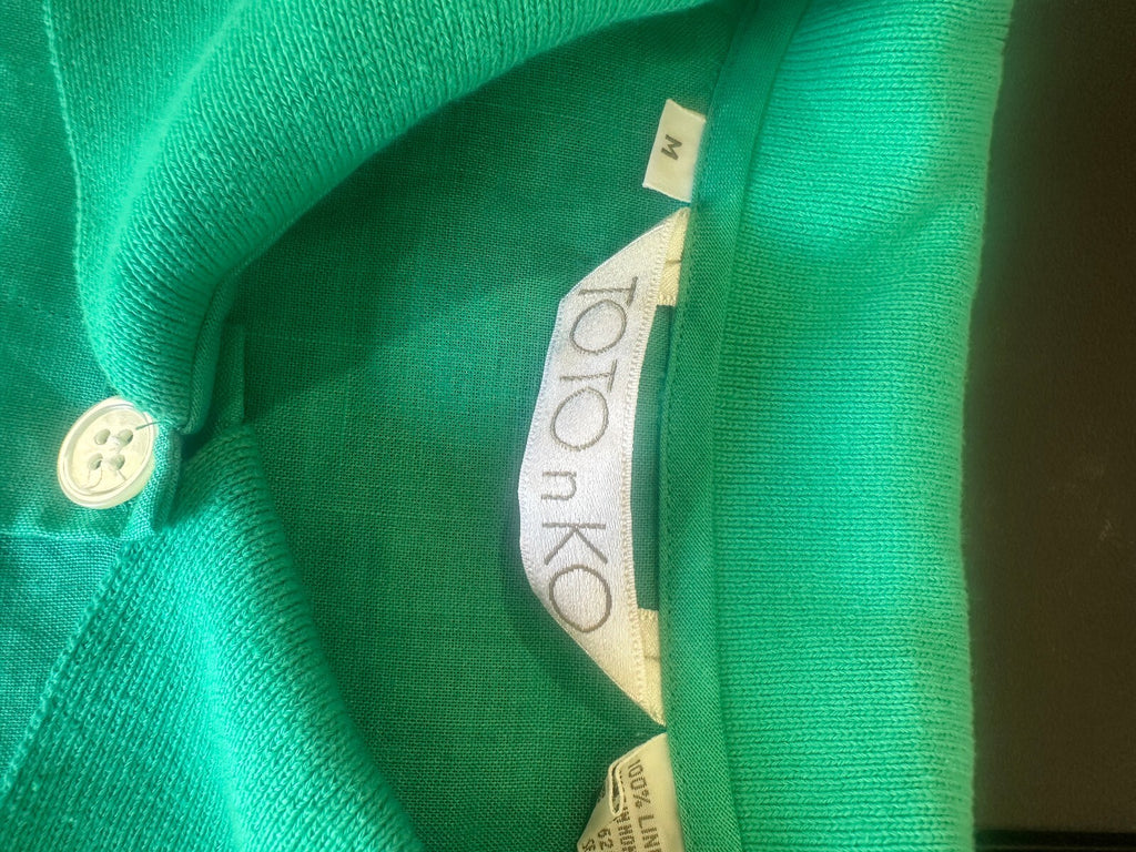TOTO n KO 100% Linen Teal Button Front Shirt NWT M