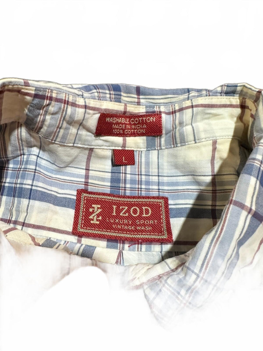 IZOD Luxury Sport Plaid Button Down Shirt Large