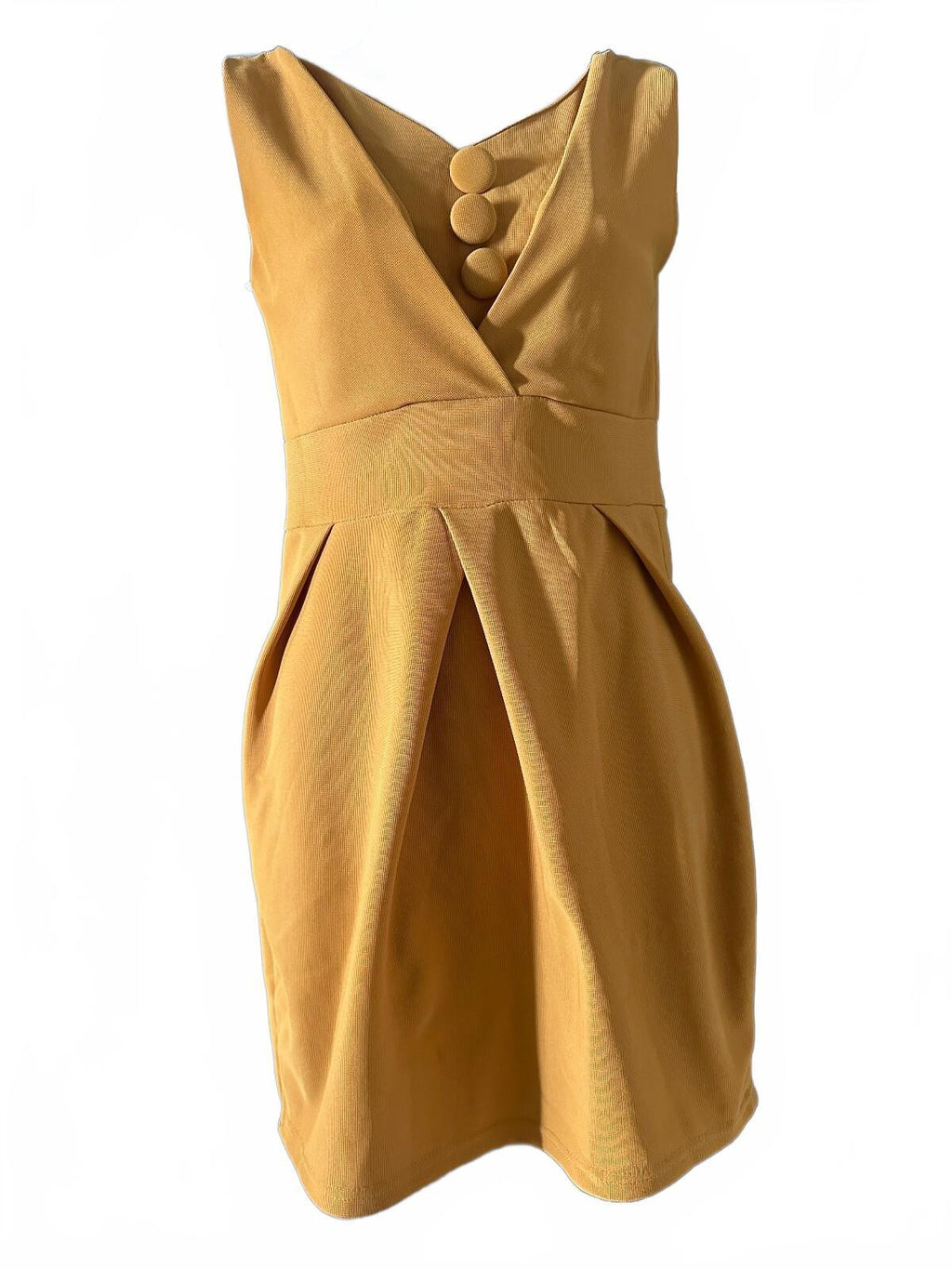 Mustard Sleeveless Knit Sheath Dress S