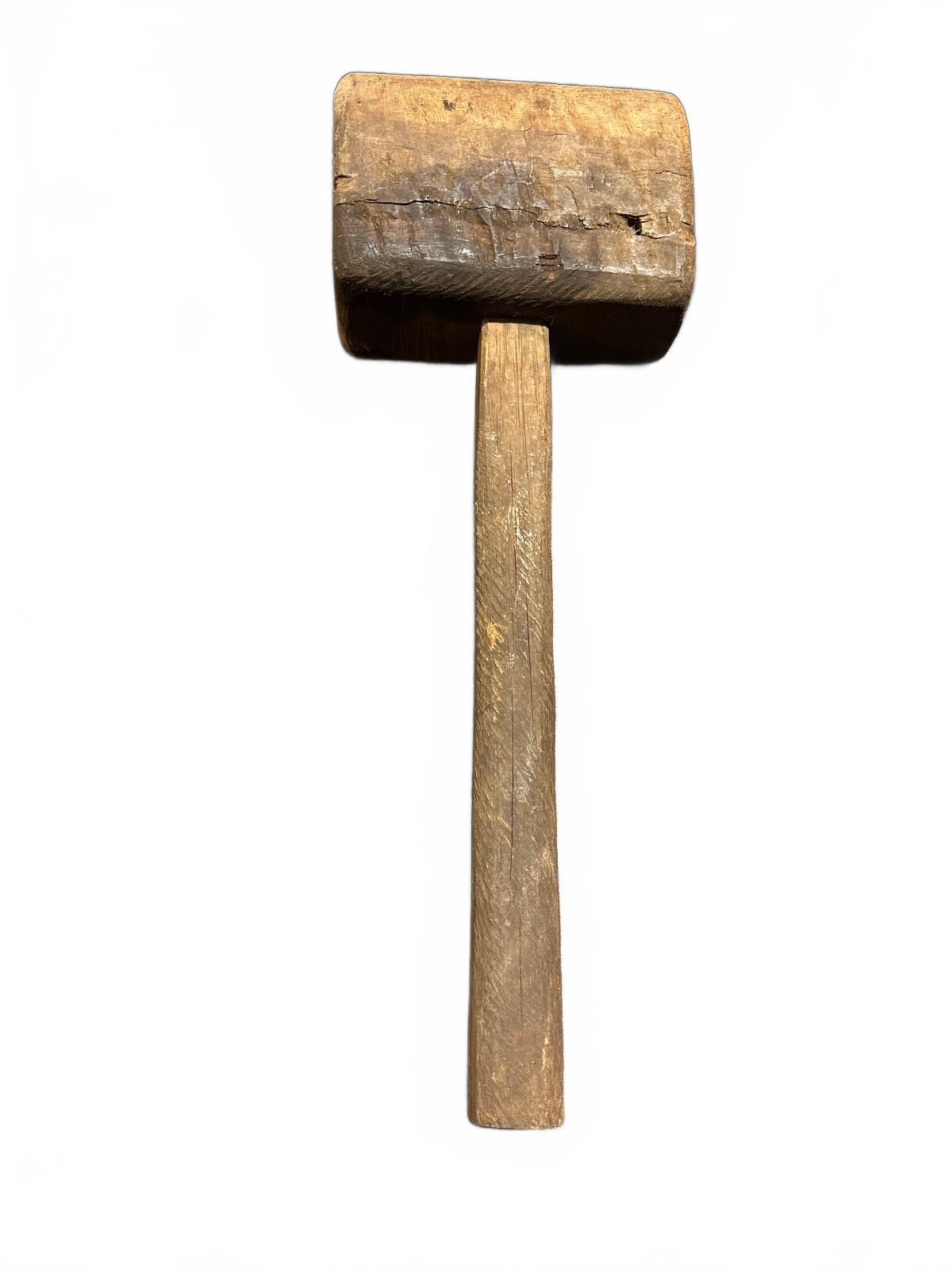 Antique Primitive Wooden Carpenter Mallet Woodworking Tool