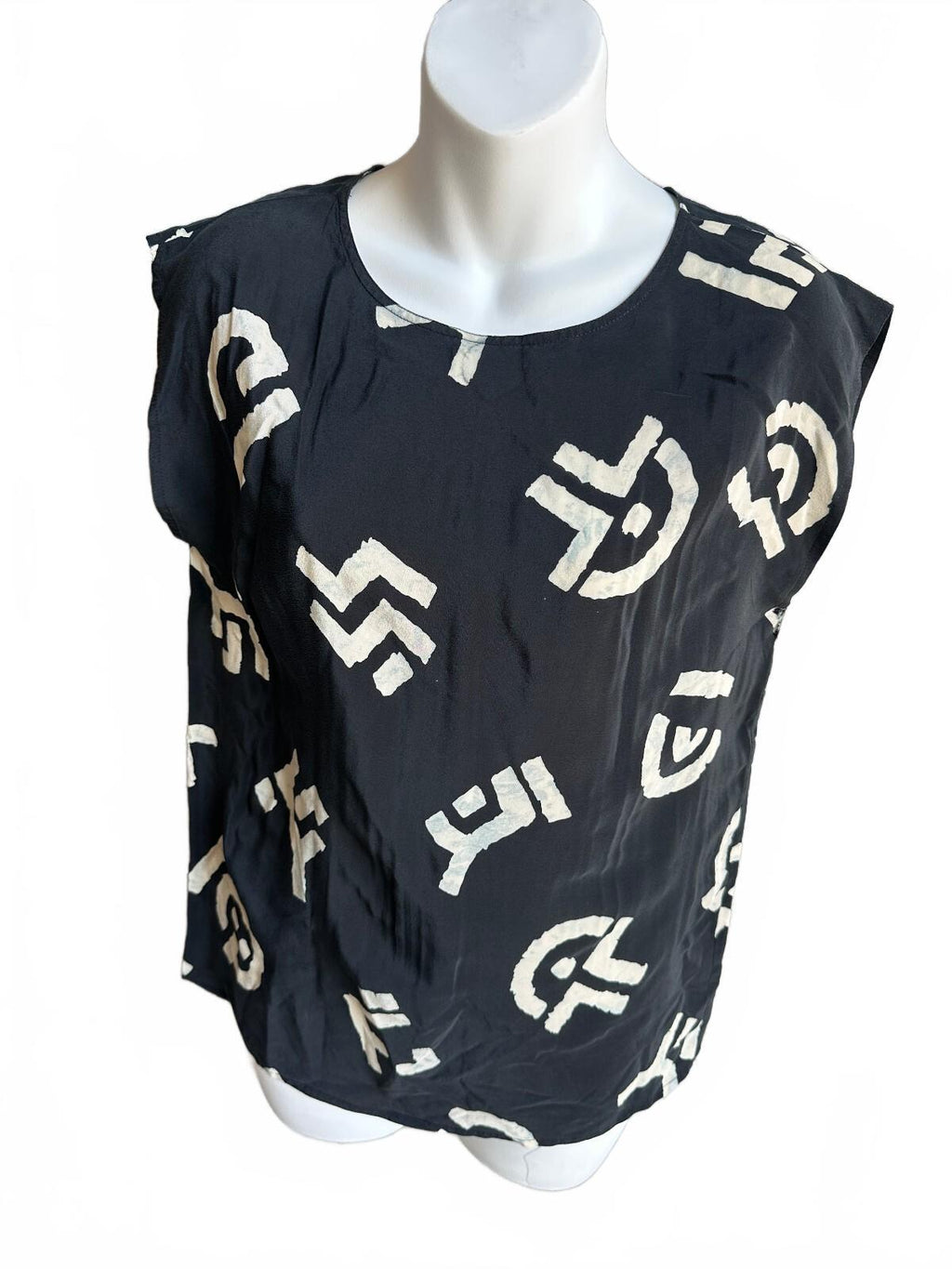 Suzy Cheng Paris Silk Abstract Shell Top M