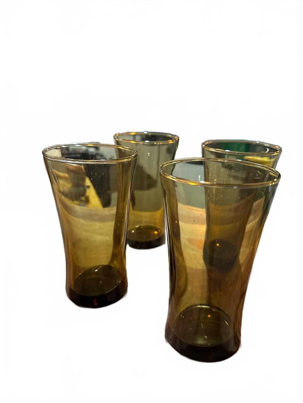 4 Vintage Smoke Brown Flared Drinking Glasses