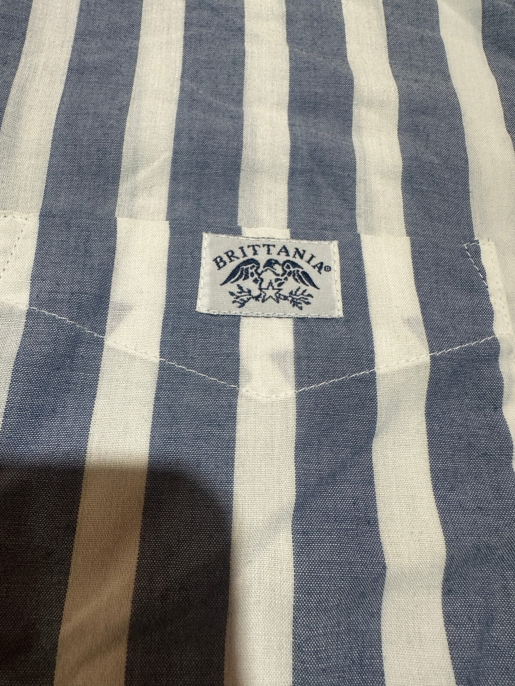 Vintage Britannia Blue White Stripe Button Shirt M