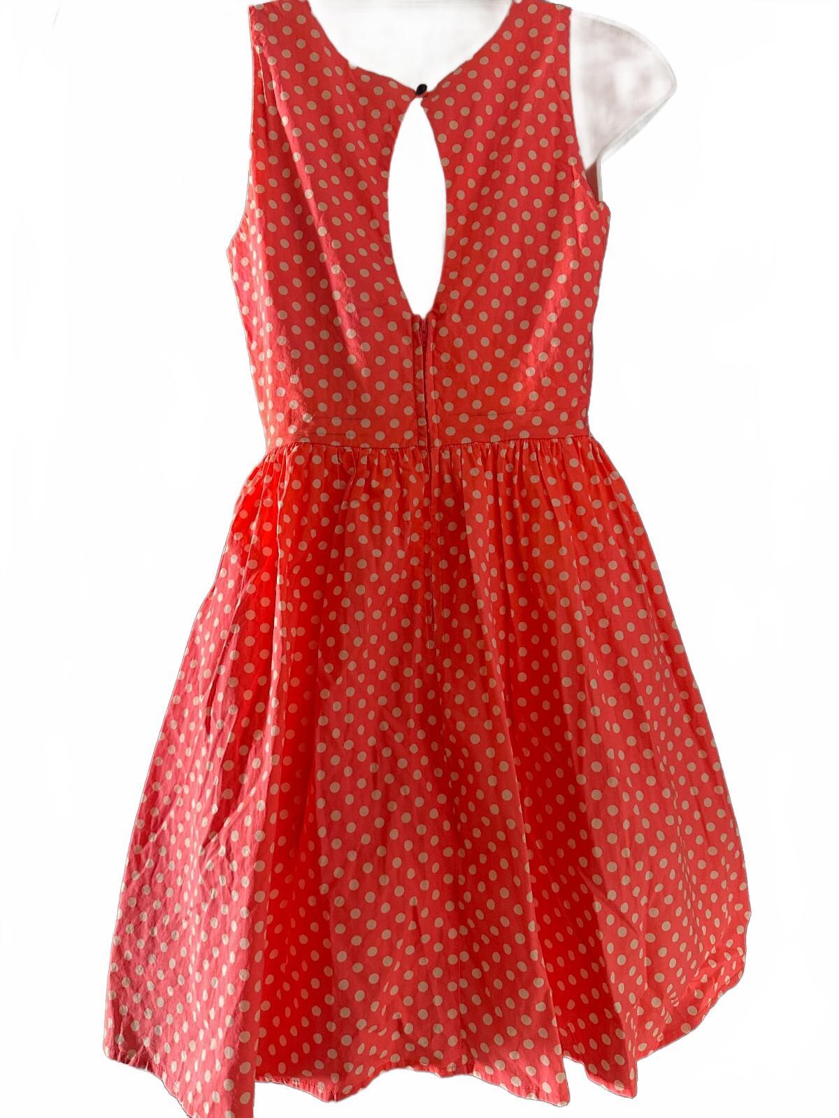 RNB Coral Polka Dot Fit Flare Dress L