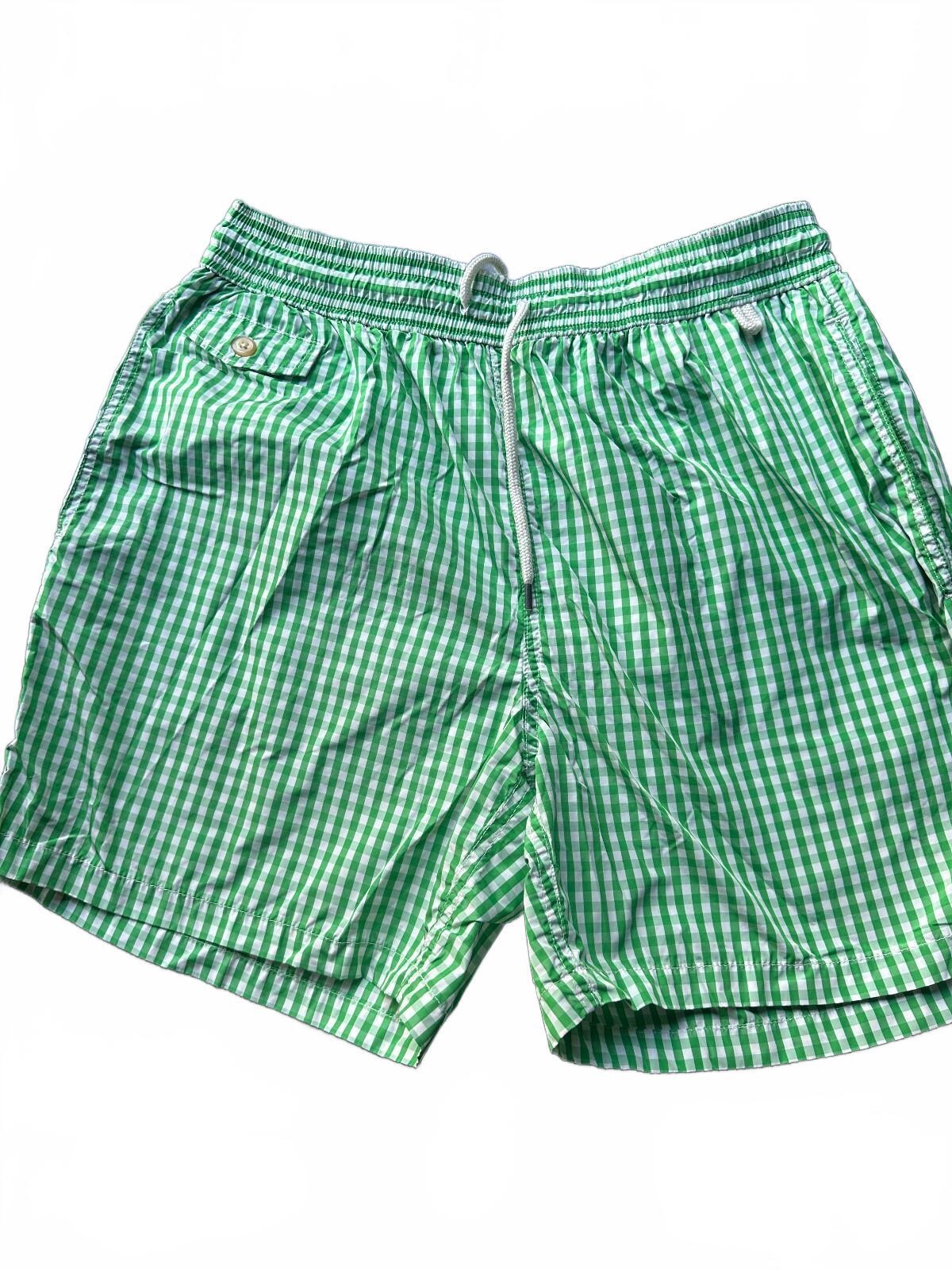 Polo Ralph Lauren Green Gingham Swim Trunks L