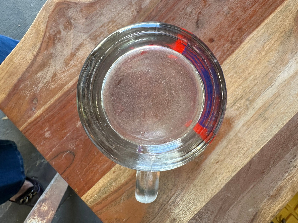 Vintage Budweiser Lager Beer Glass Mug Red Blue Label